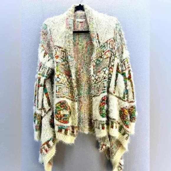 Wishlist oversized eyelash cardigan open front southwest Aztec native American - Picture 1 of 7